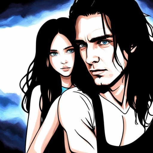 Winged Man Holding Hands in Hyperrealistic Style