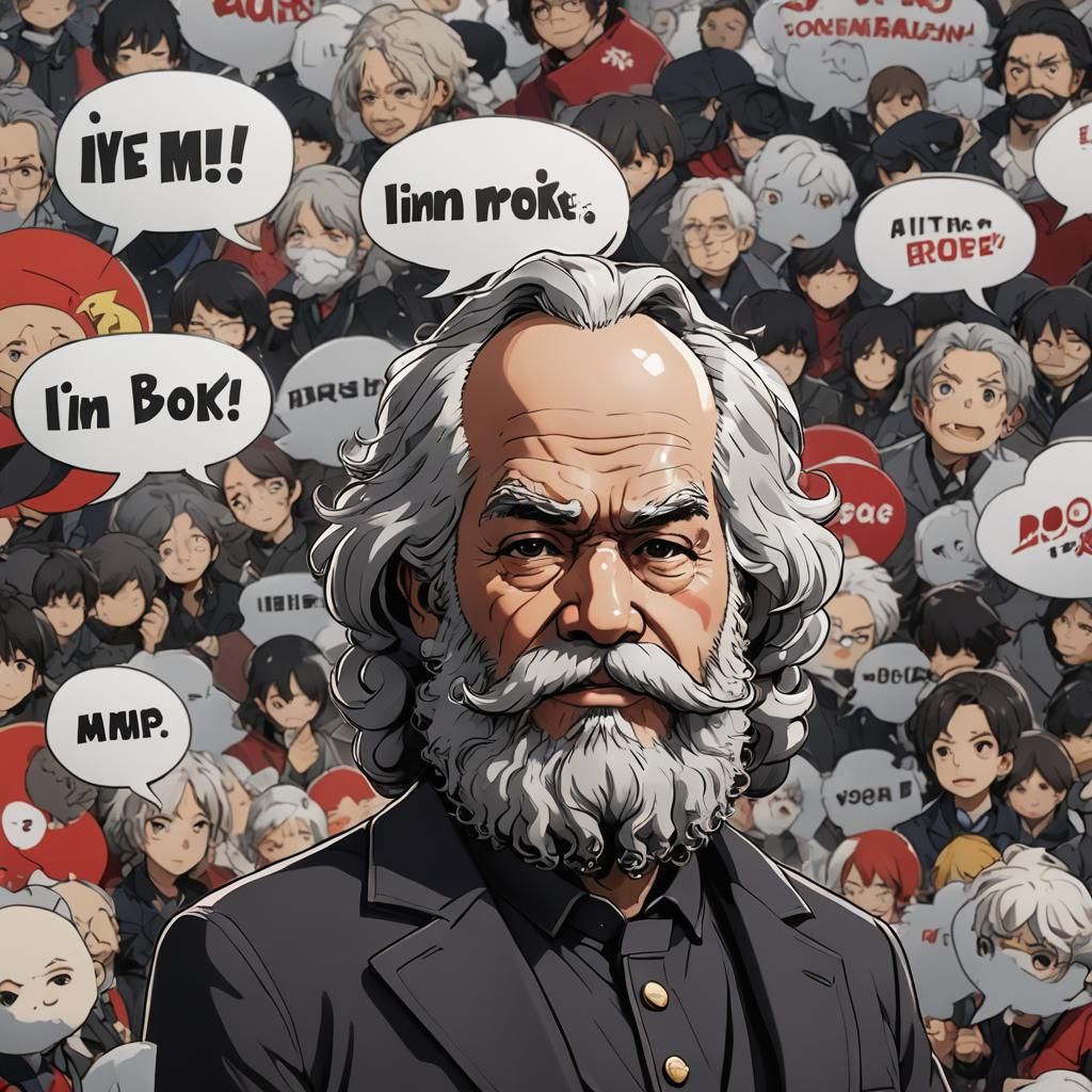 Karl Marx as Anime Character Saying I'm Broke