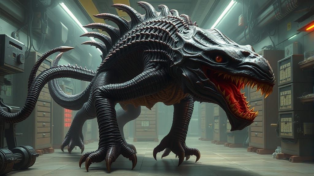 Glowing Silicoid Beast Probes Dark Biolab