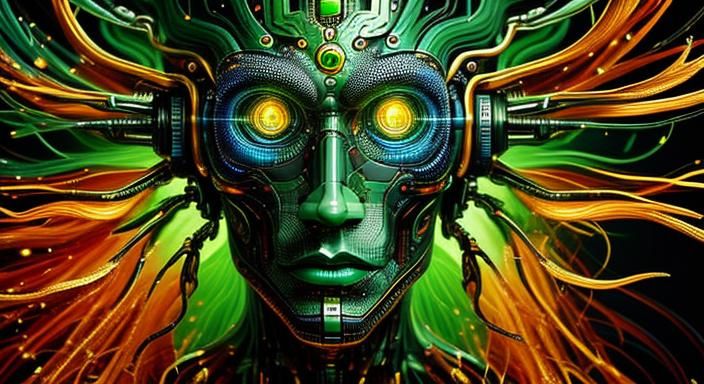 Fleshy Robot Painting on Canvas with Delicate Accents