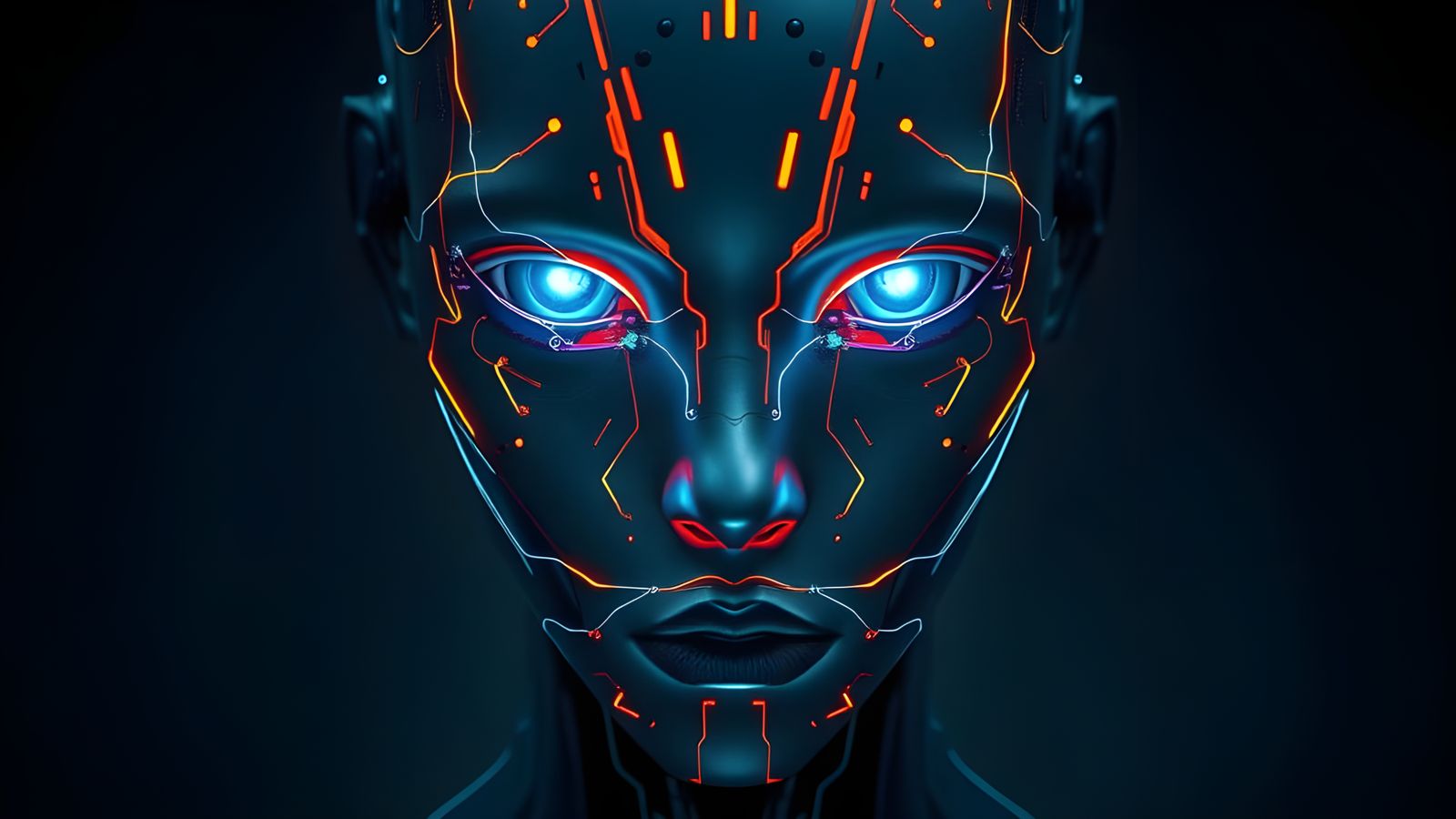 Surreal Futuristic Portrait in Neon and Shadows