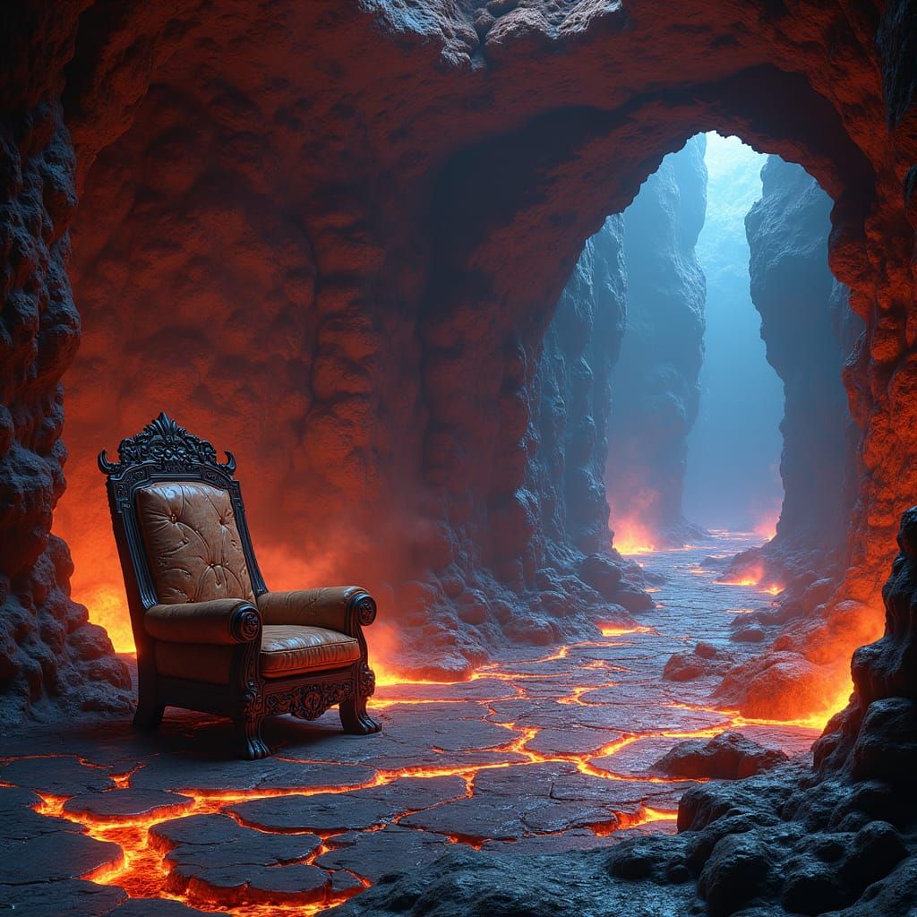 Surreal Lava Room in Matte Painting Style