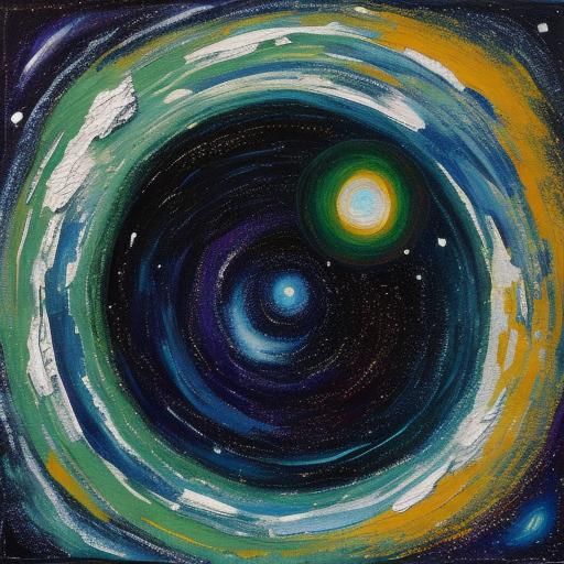 Cosmic Window: Impasto Gouache Painting