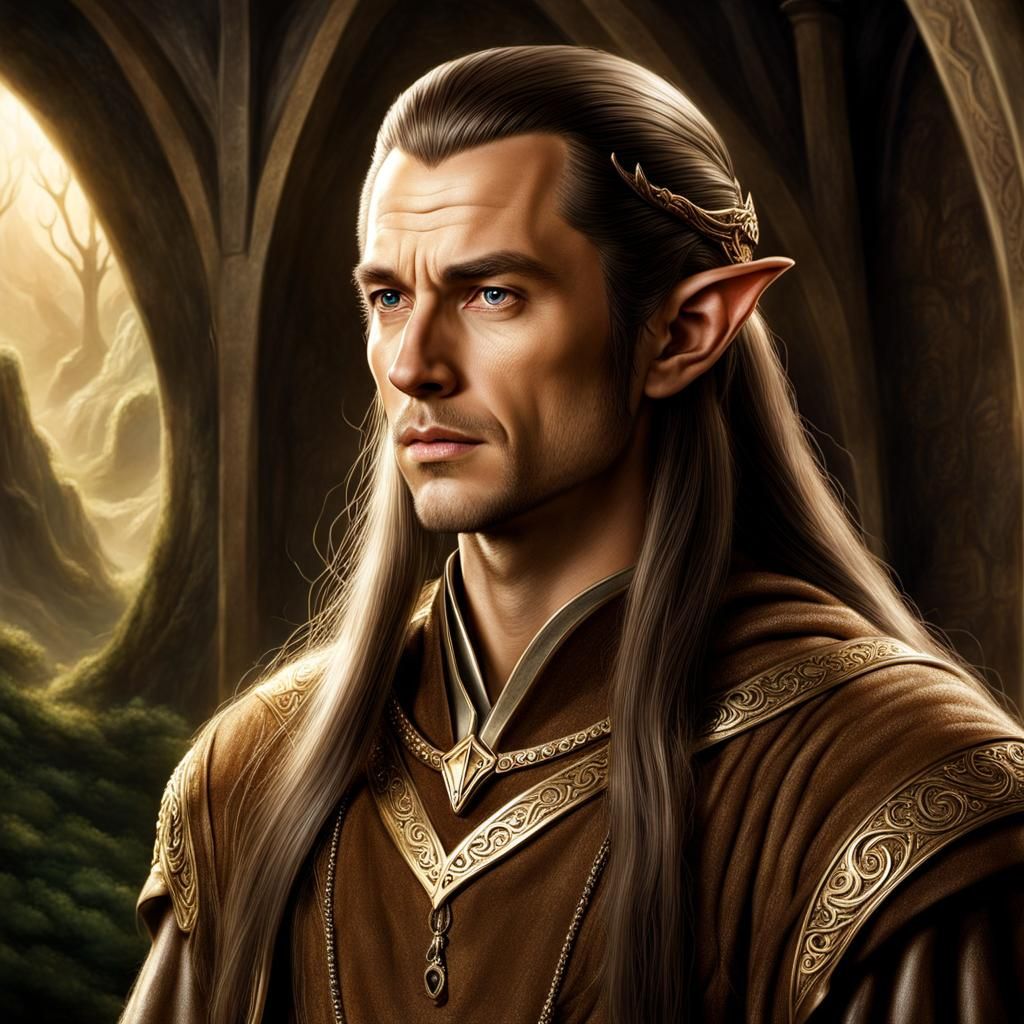 Elrond Inspired Elf Portrait in Fantasy Art Style