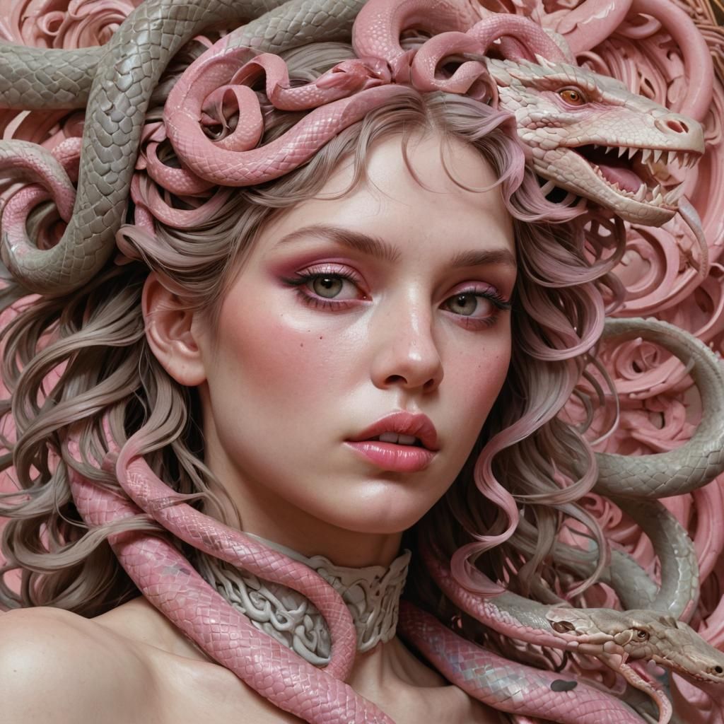 Medusa Profile Portrait in Art Nouveau Style