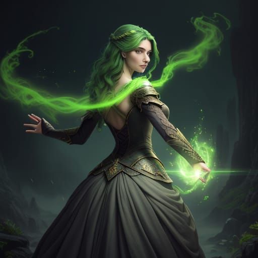 Girl with Mystical Energy in Fantasy Art Style