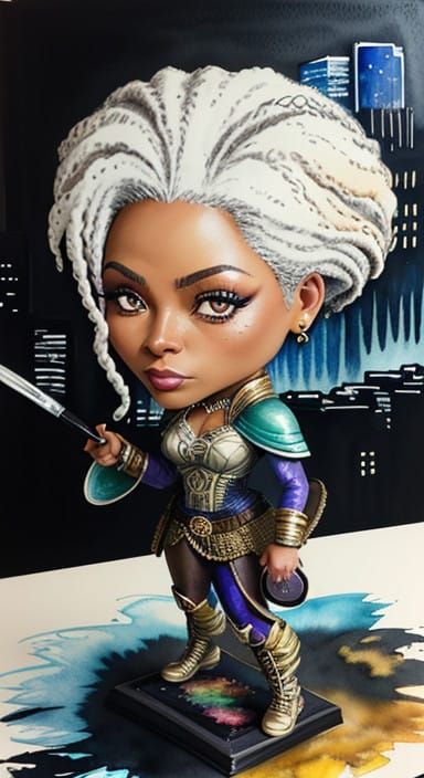 Chibi Portrait of Ororo Munroe in Downtown LA