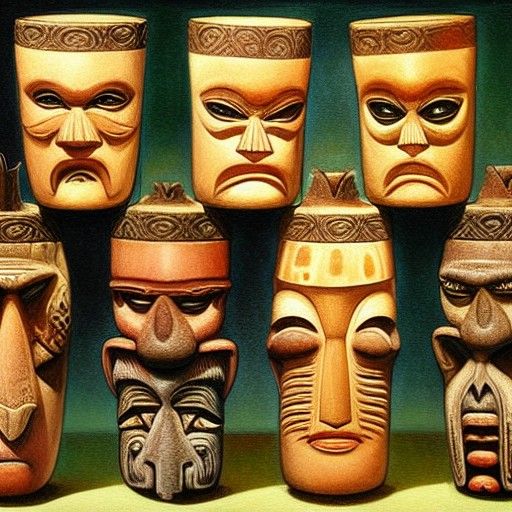 Ancient Tiki Mugs in Mid-Century Modern Style
