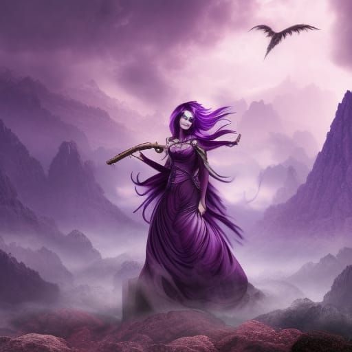 Ethereal Witch with purple hair