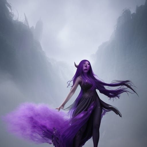 Ethereal Witch with purple hair