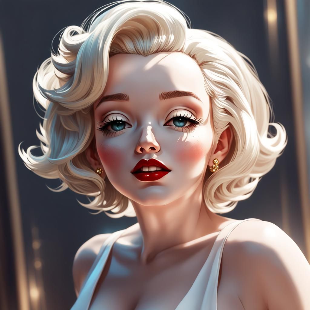 Baby Faced Marilyn Monroe in Anime Style