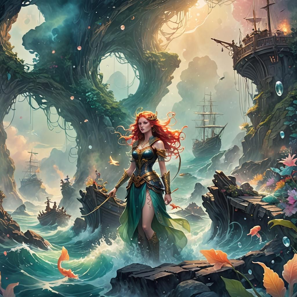 Enchanting Sirens Lure Sailors in High Fantasy Art