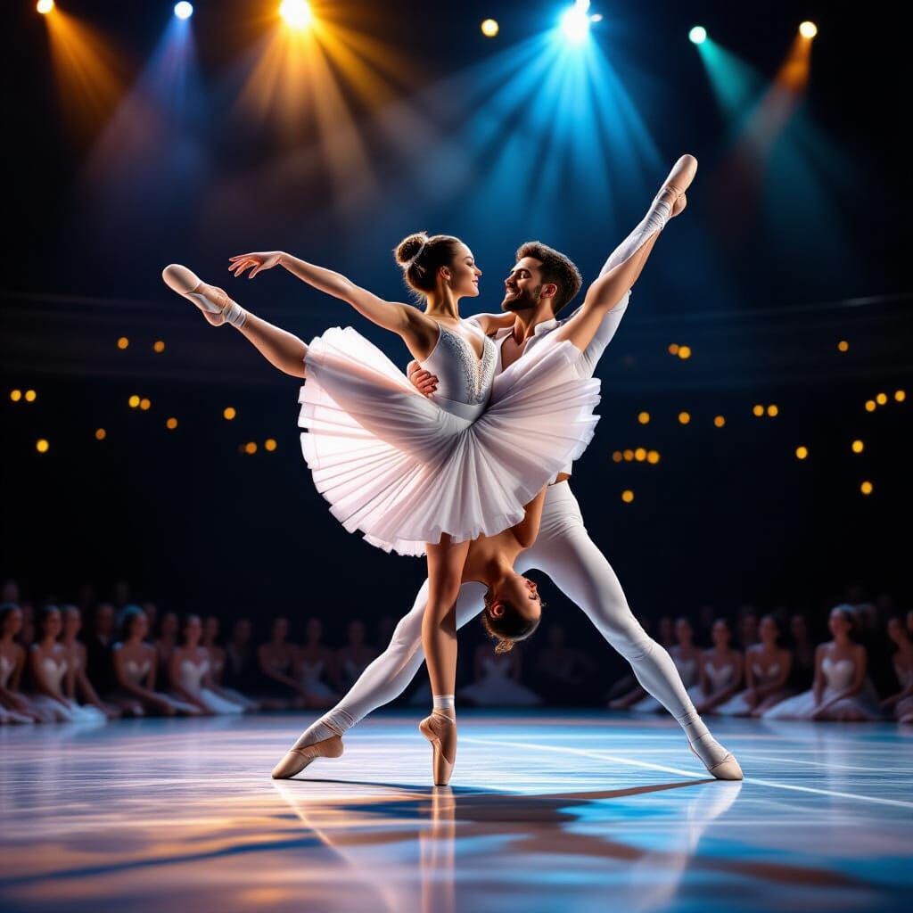 Ballerina and Partner Perform Somersaults