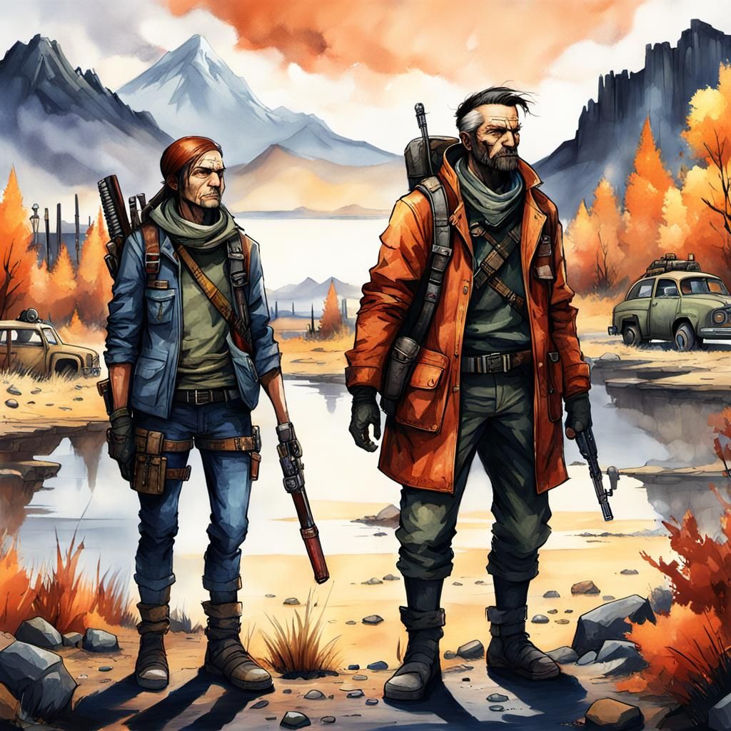 Wasteland Characters in Barren Landscape