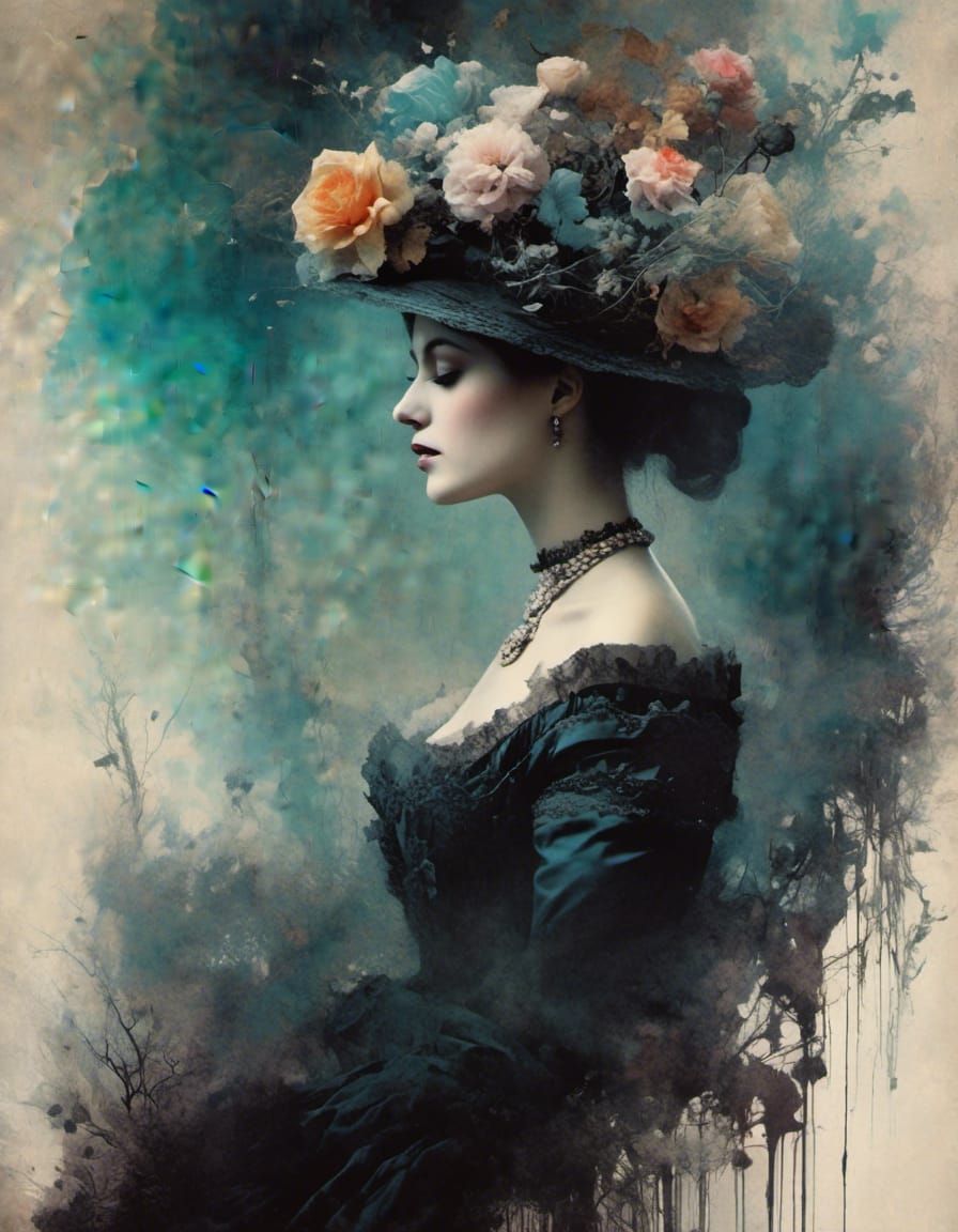 Ghostly Victorian Lady in Desolate Boudoir