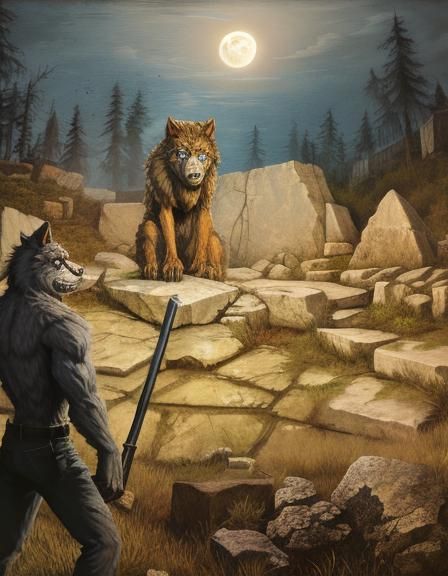 Werewolf Howls at Moonlit Night