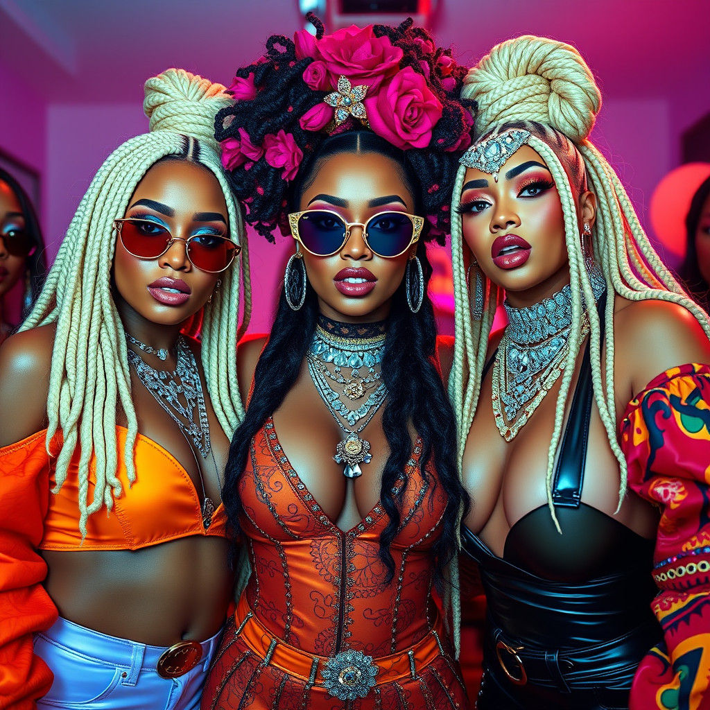 Hyper-Realistic Portrait of Three Pop Stars