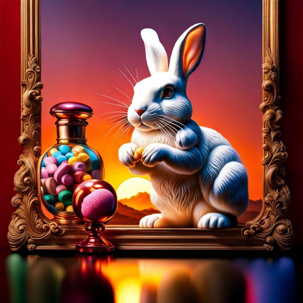 Maximalist Marshmallow Rabbit Feast at Sunset