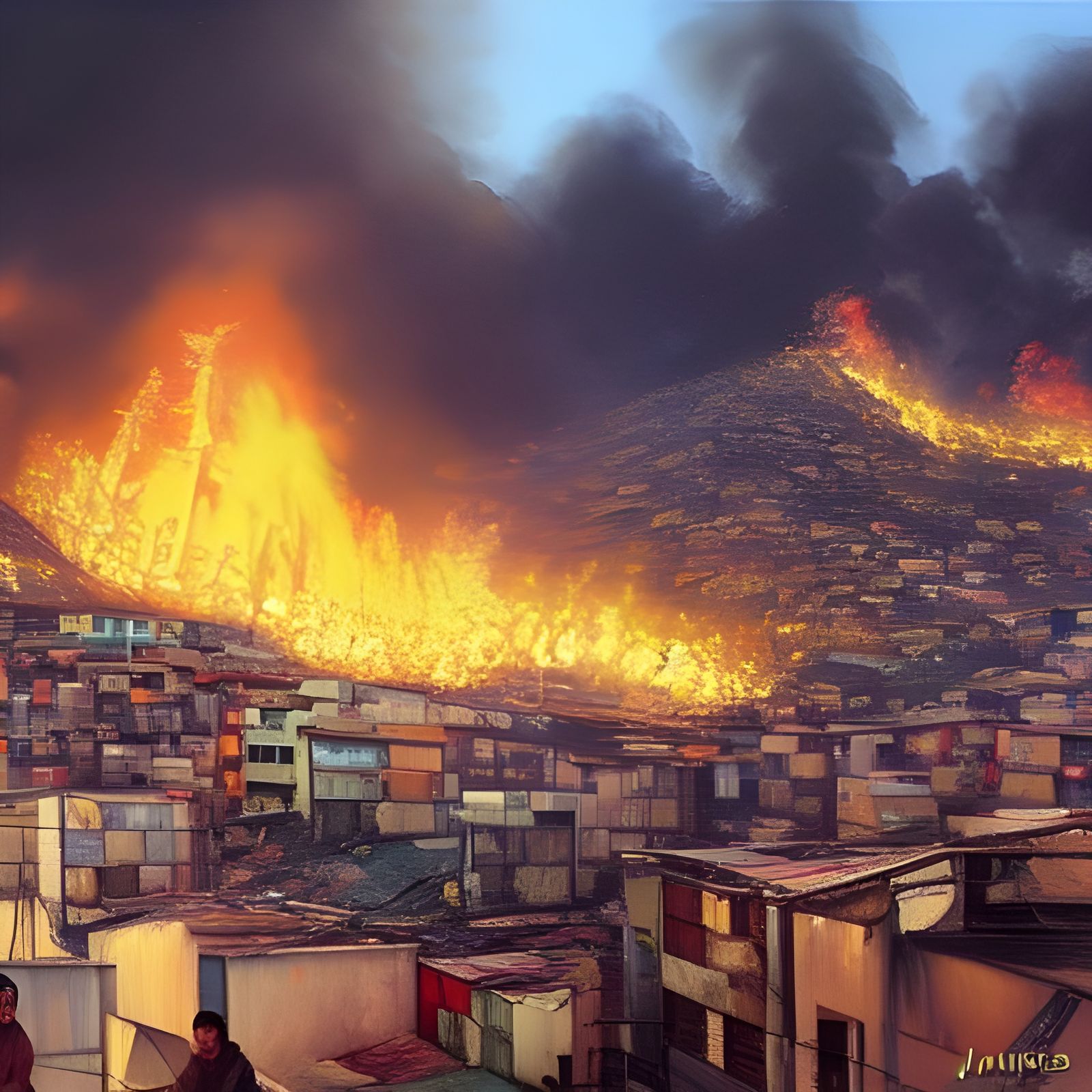 Favelas Burning: An Oil Painting