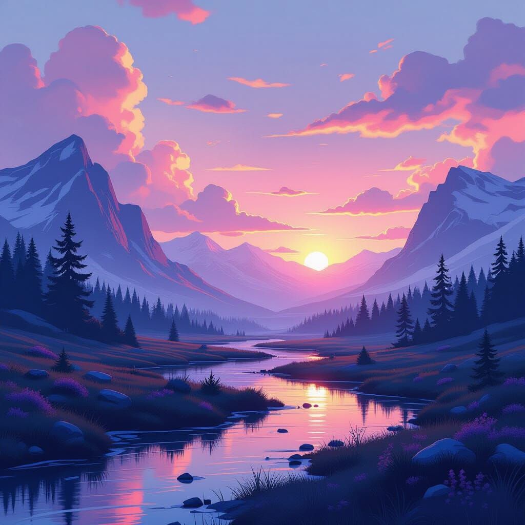 Dreamlike Surreal Landscape Inspired by Digital Art Styles