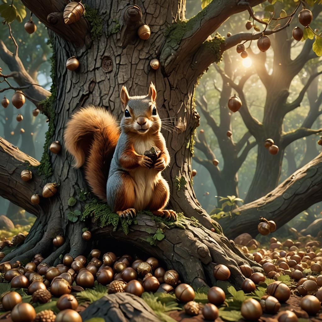 Majestic Squirrel in Mystical Forest Concept Art