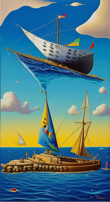 Tom's Surreal Fishing Adventure on a Melting Canvas