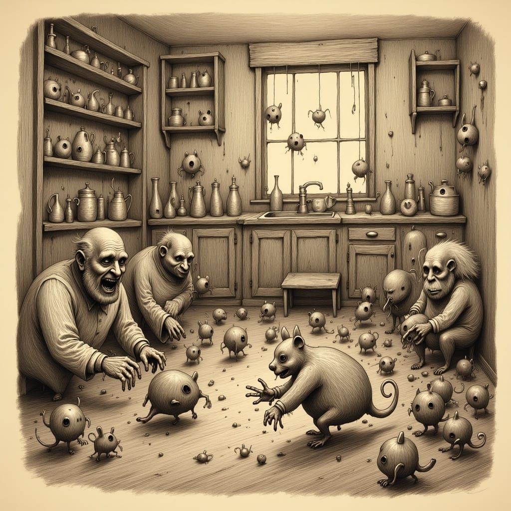 Mischievous Creatures Cause Kitchen Chaos