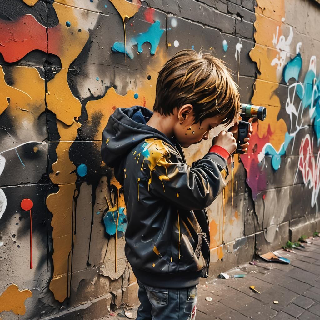 Boy Creates Vibrant Street Art in Polychromatic Graffiti Sty...