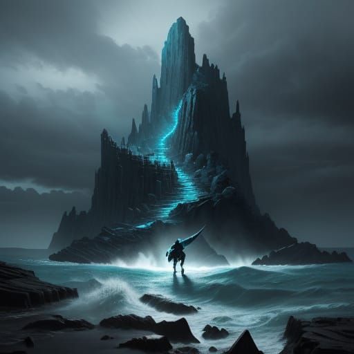 Colossal Stone Titan Grabs Shark on Rocky Shore