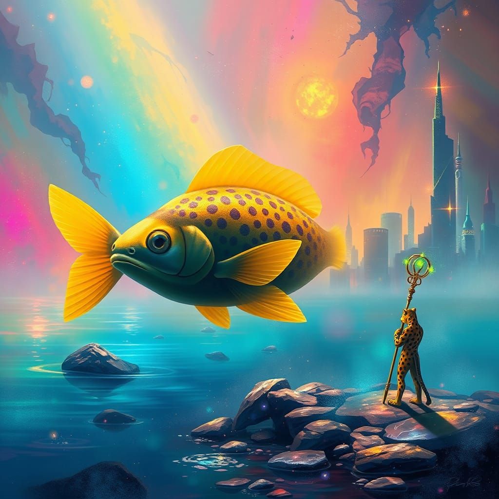Leopard Fish in Cities of Light: Ethereal Visions