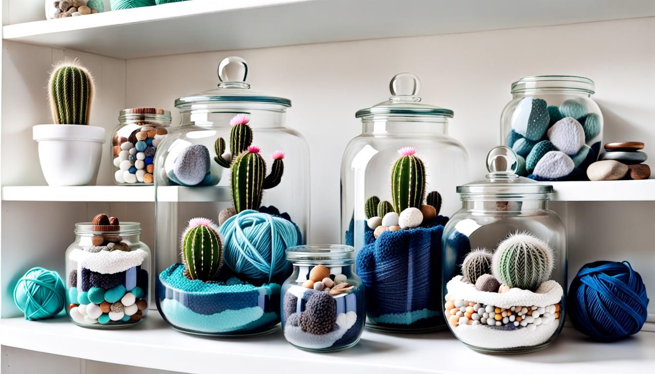 Glass Jars Displaying Assorted Textures and Objects