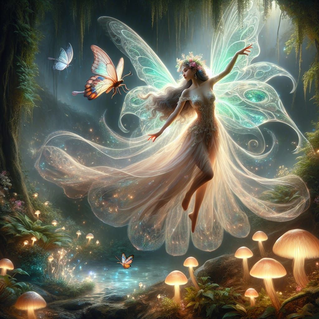 Ethereal Fairy Dance in Enchanted Realism Style