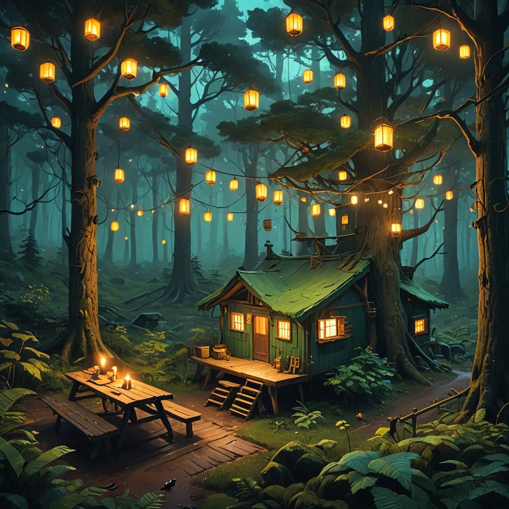 Cozy Forest Hut in Rainy Dream Forest