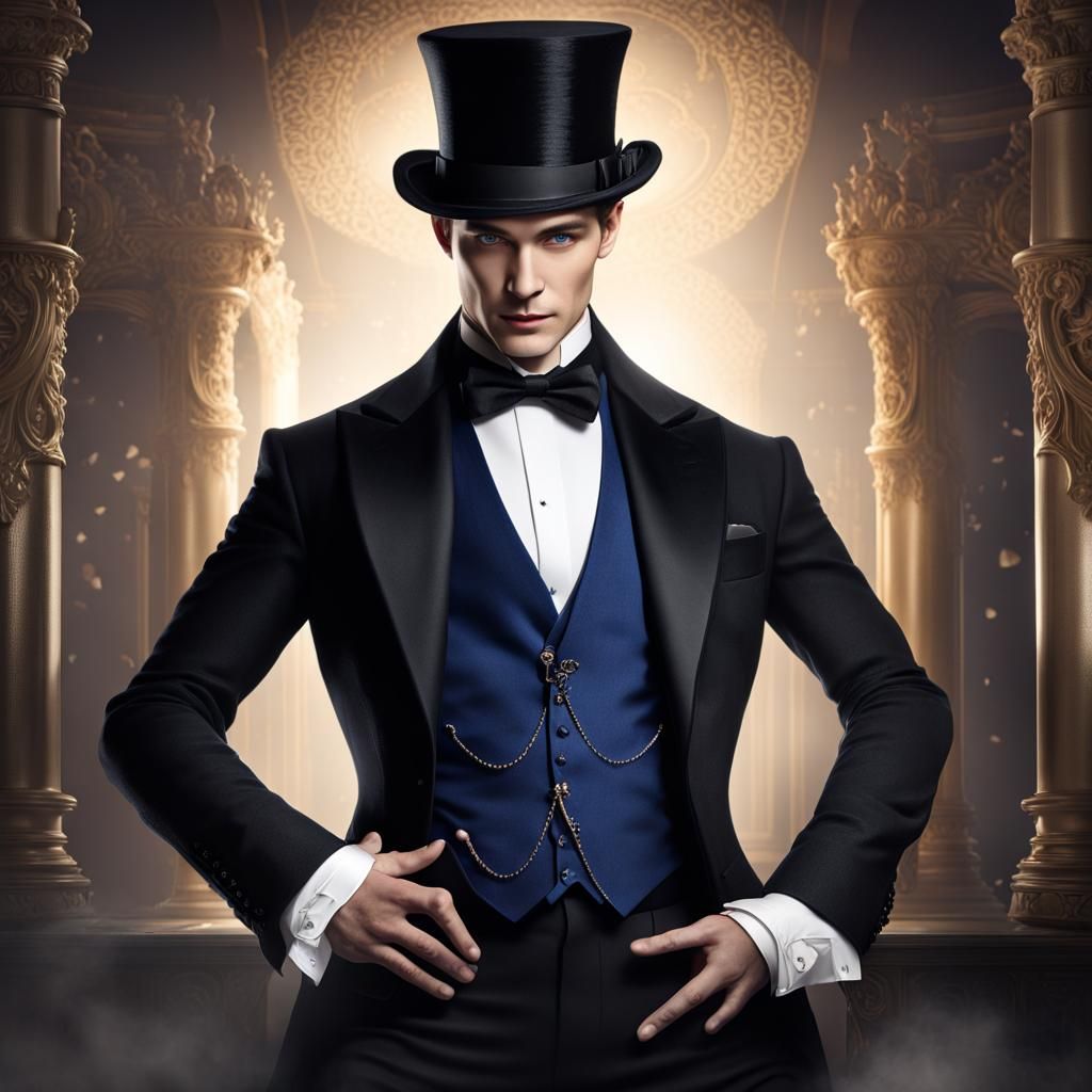 Magician in Black Tuxedo: Dark Fantasy Art