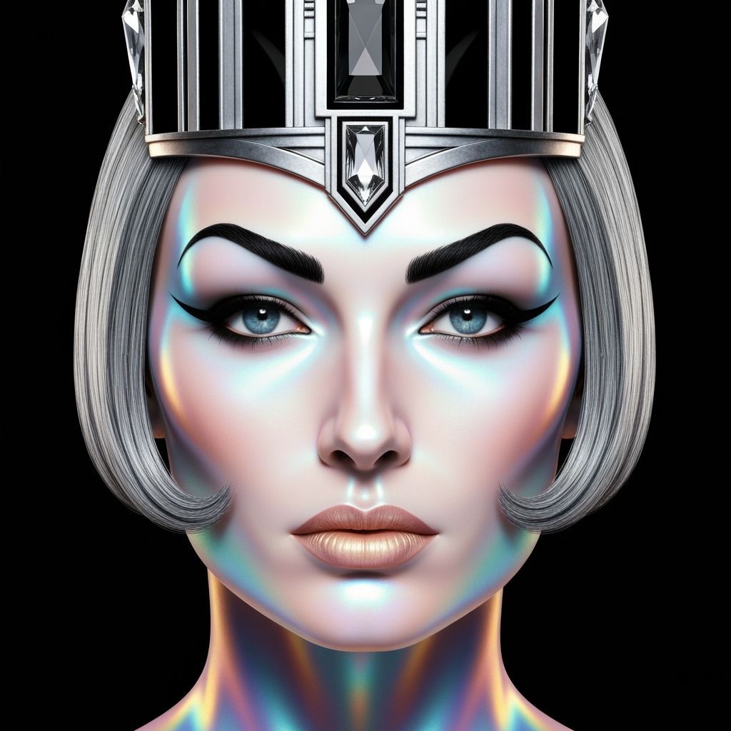 Art Deco Portrait of a Woman in Opalescent Skin