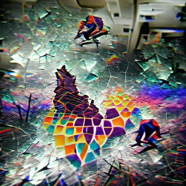 Psychedelic Shattered Glass Abstract Art