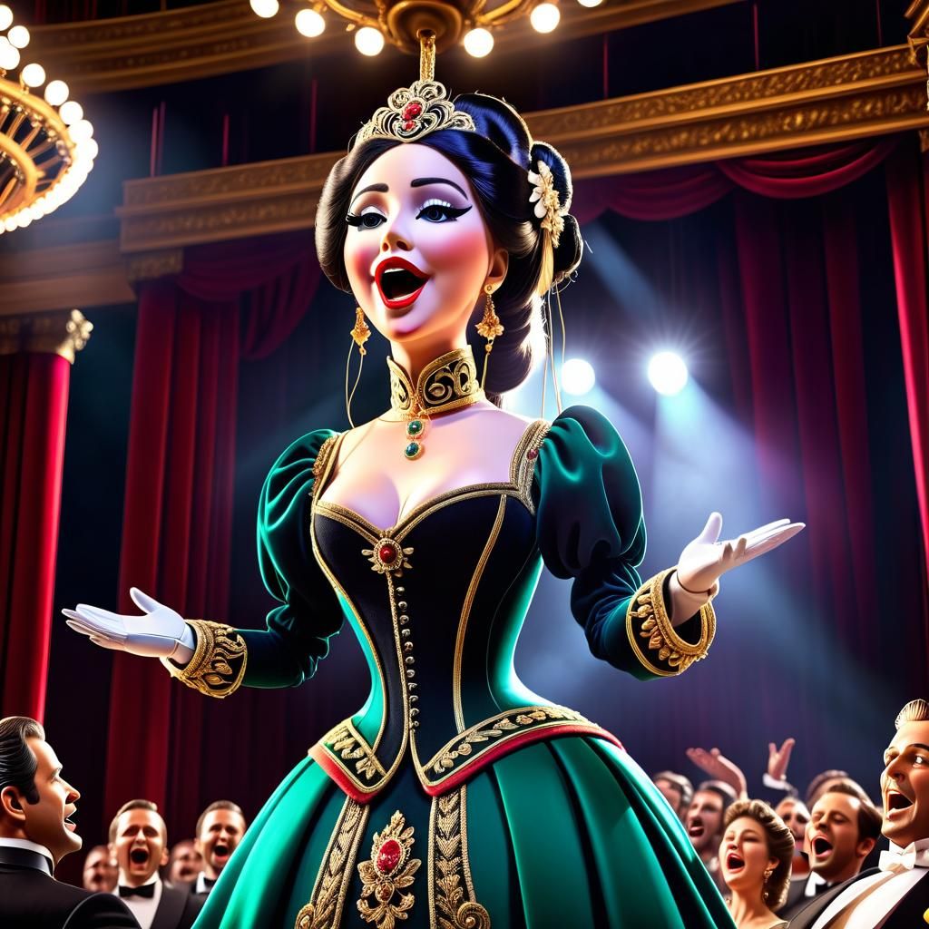 Opera Puppet Performance in Caricature Style