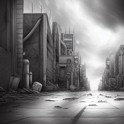 Apocalyptic Anime City Illustration in Ruins