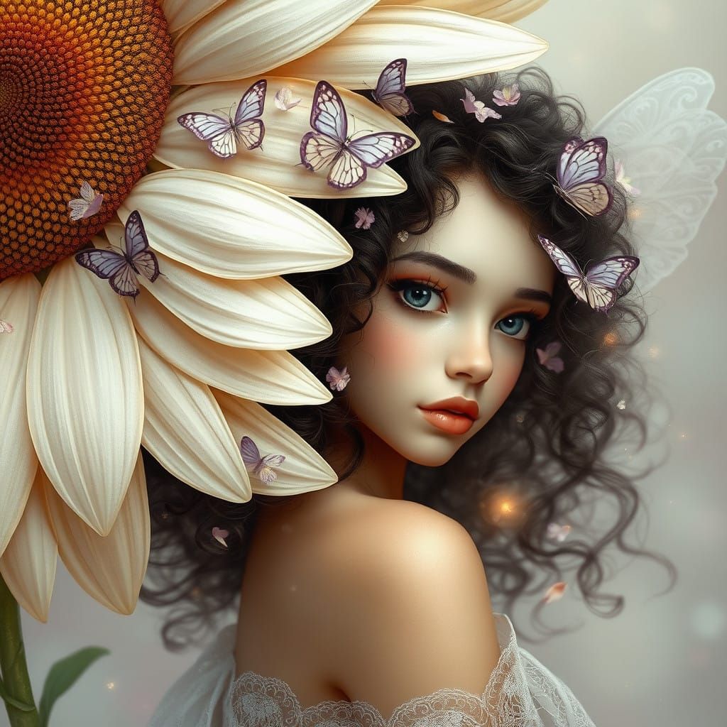 Whimsical Beauty Fairy in Dreamy Ethereal Scene