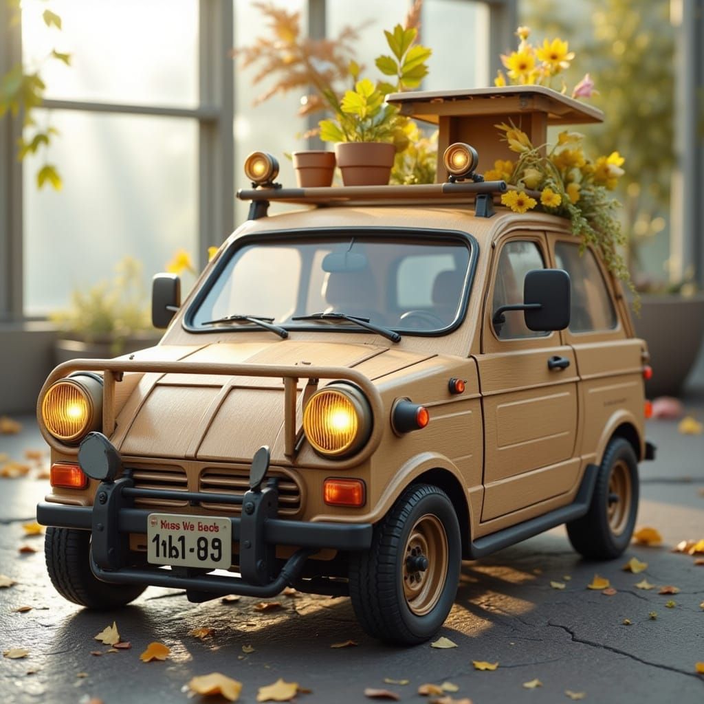 Hyper Realistic Dark Fantasy Car in Futuristic Rustic Style