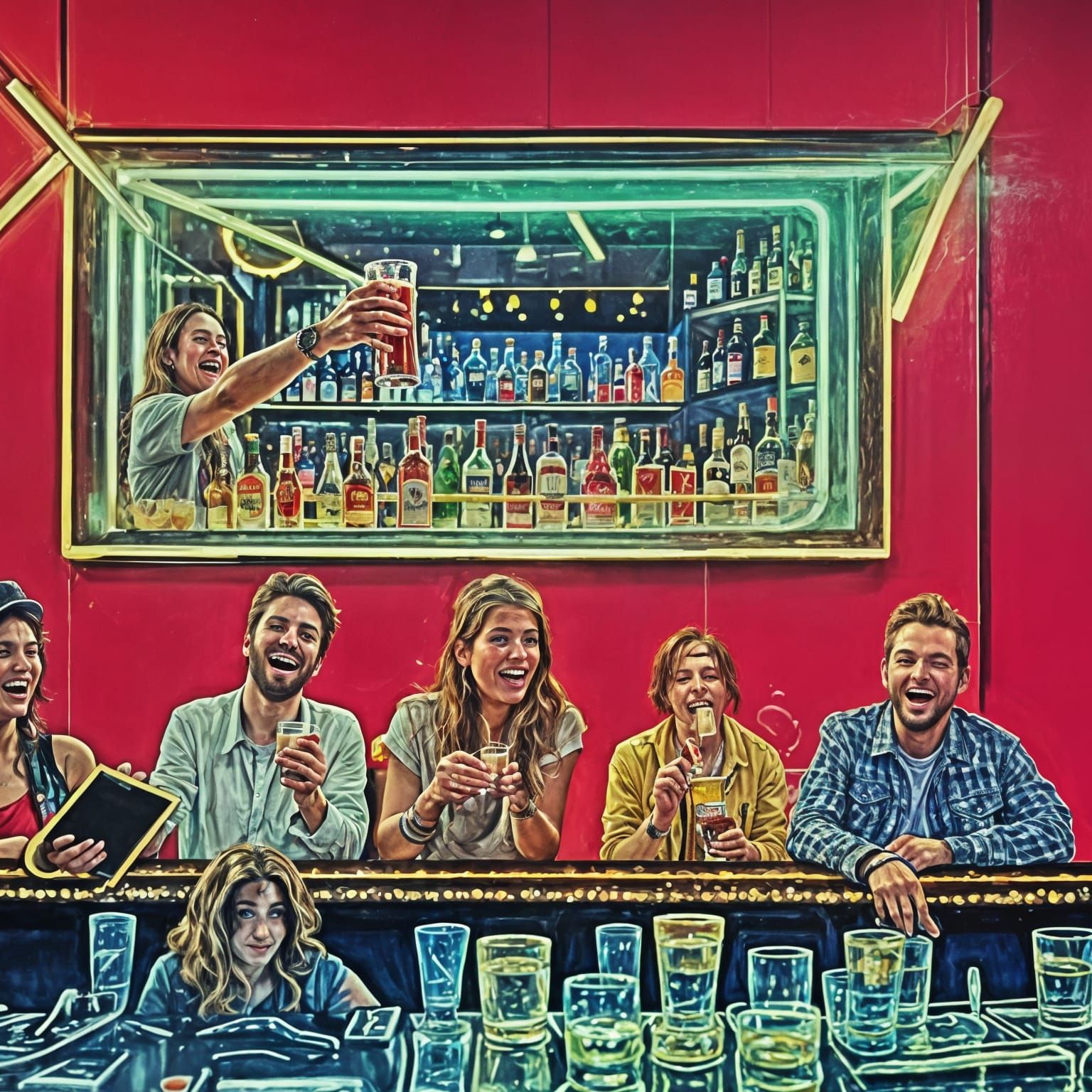 Surreal Nightlife: A Cascade of Cocktails