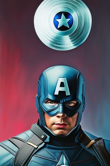 Photorealistic Captain America Acrylic Pour Art