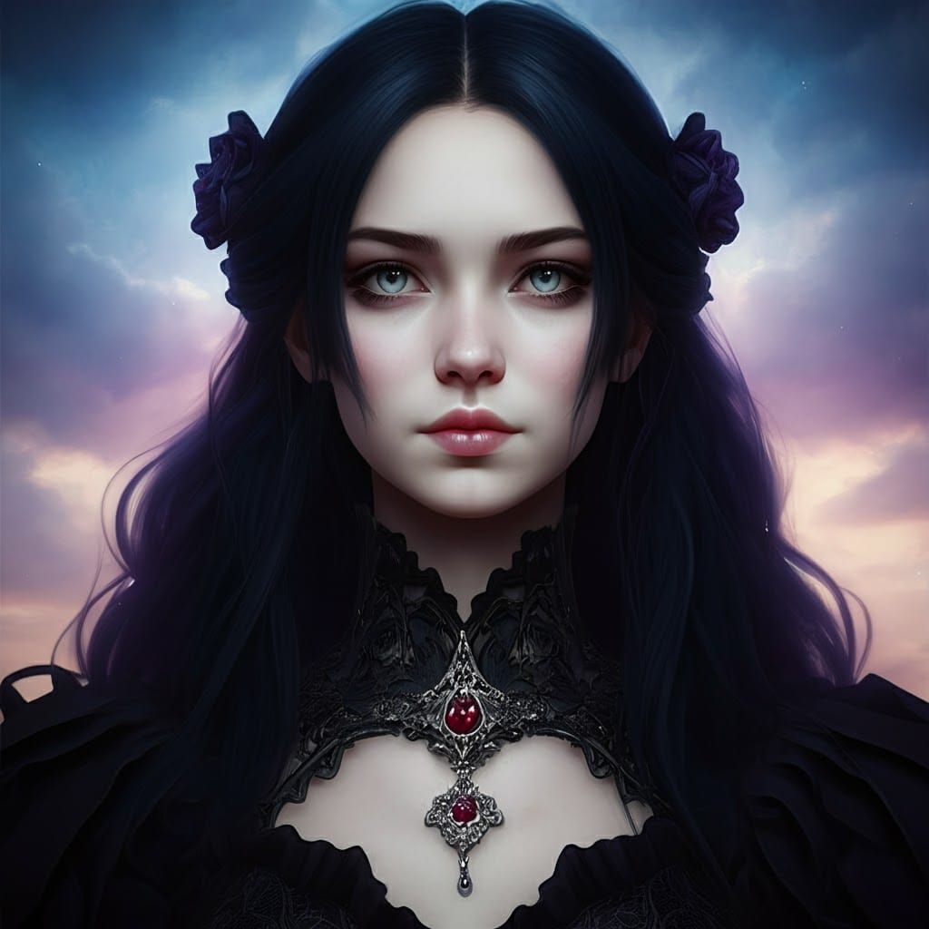 Gothic Princess Portrait in Oil Painting Style
