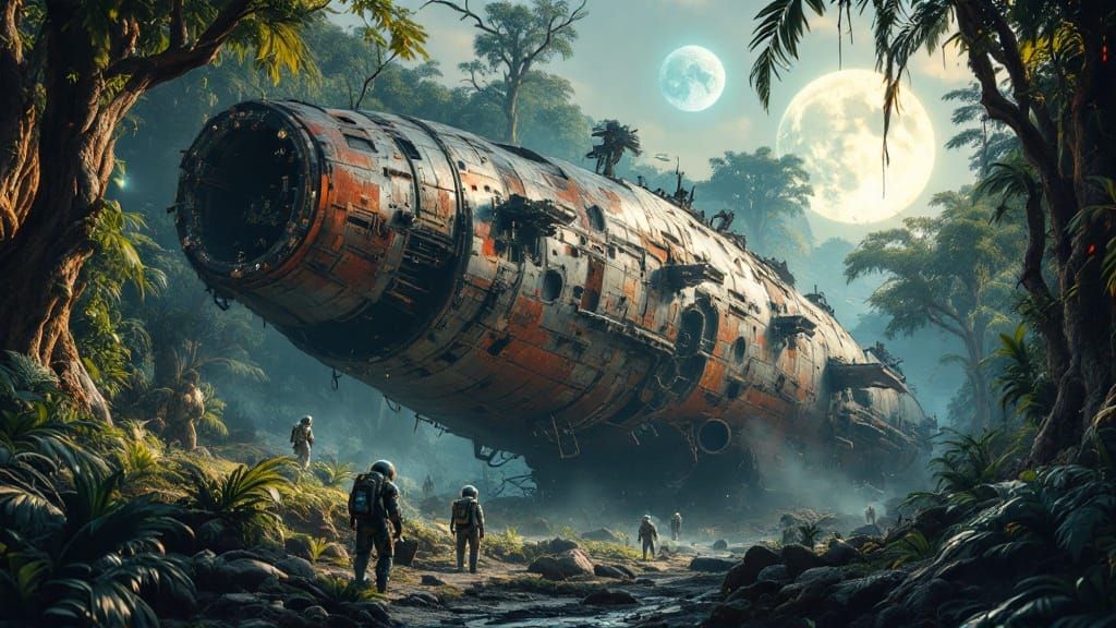 Astronauts Uncover Ancient Spacecraft in a Jungle Planet's D...
