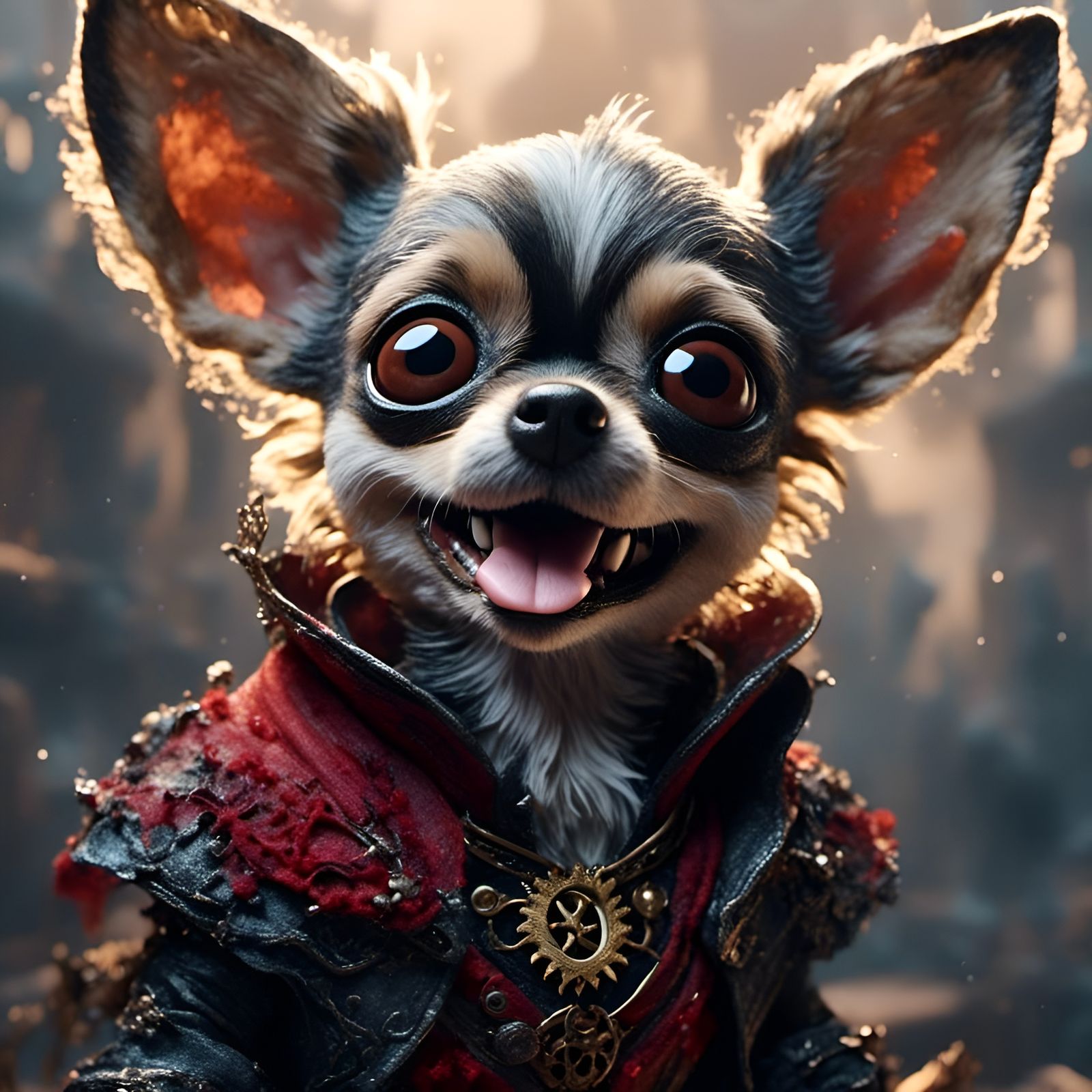Anime Chihuahua Vampire Illustration in Photorealistic Style