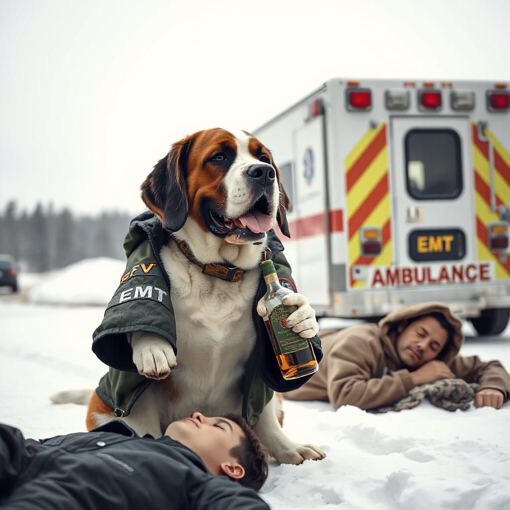 EMT Saint Bernard Dog to the Rescue