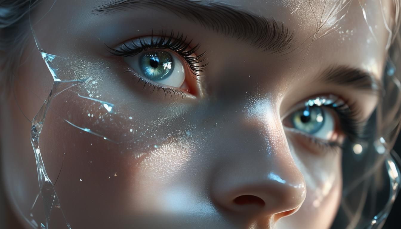 Glass Girl: Hyperrealistic Digital Art in Ash Thorp Style