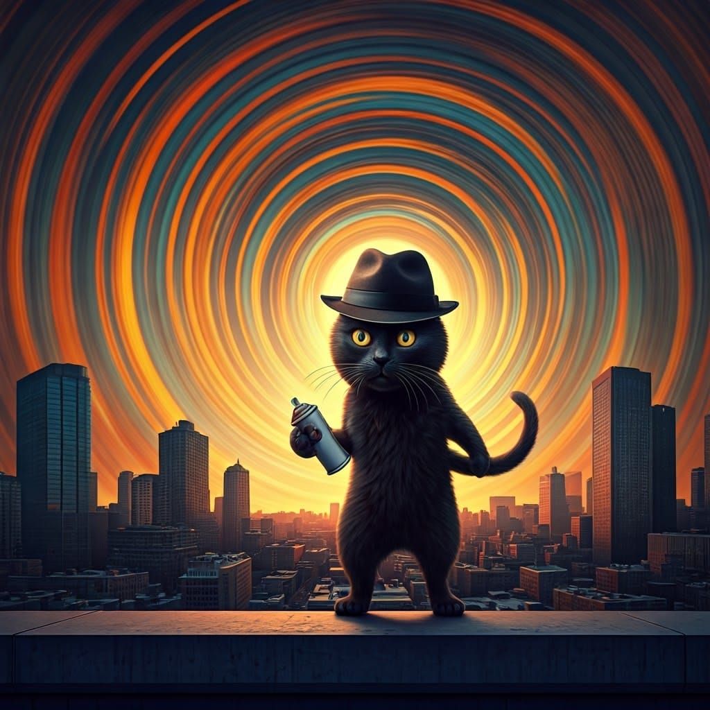 Cat Steps into Infinity: Gritty Urban Dreamscape