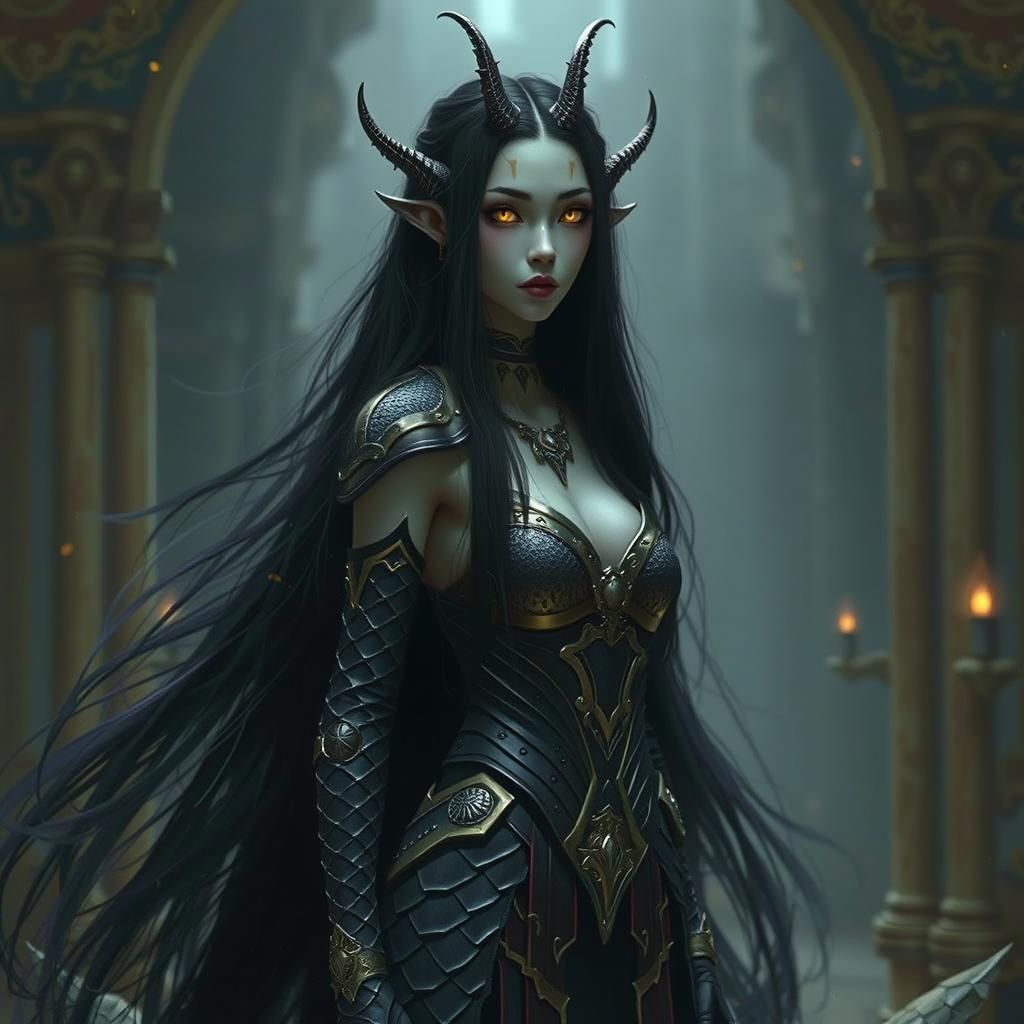 Captivating Yuan-ti Female with Glowing Eyes