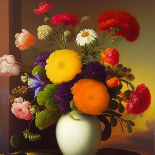 Dutch Golden Age Still Life: Vibrant Bouquet